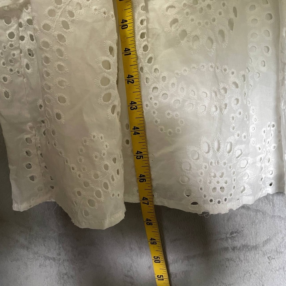 AURA White Cotton Eyelet Tiered Ruffle Smocked Maxi Dress M Cottagecore - Picture 4 of 7